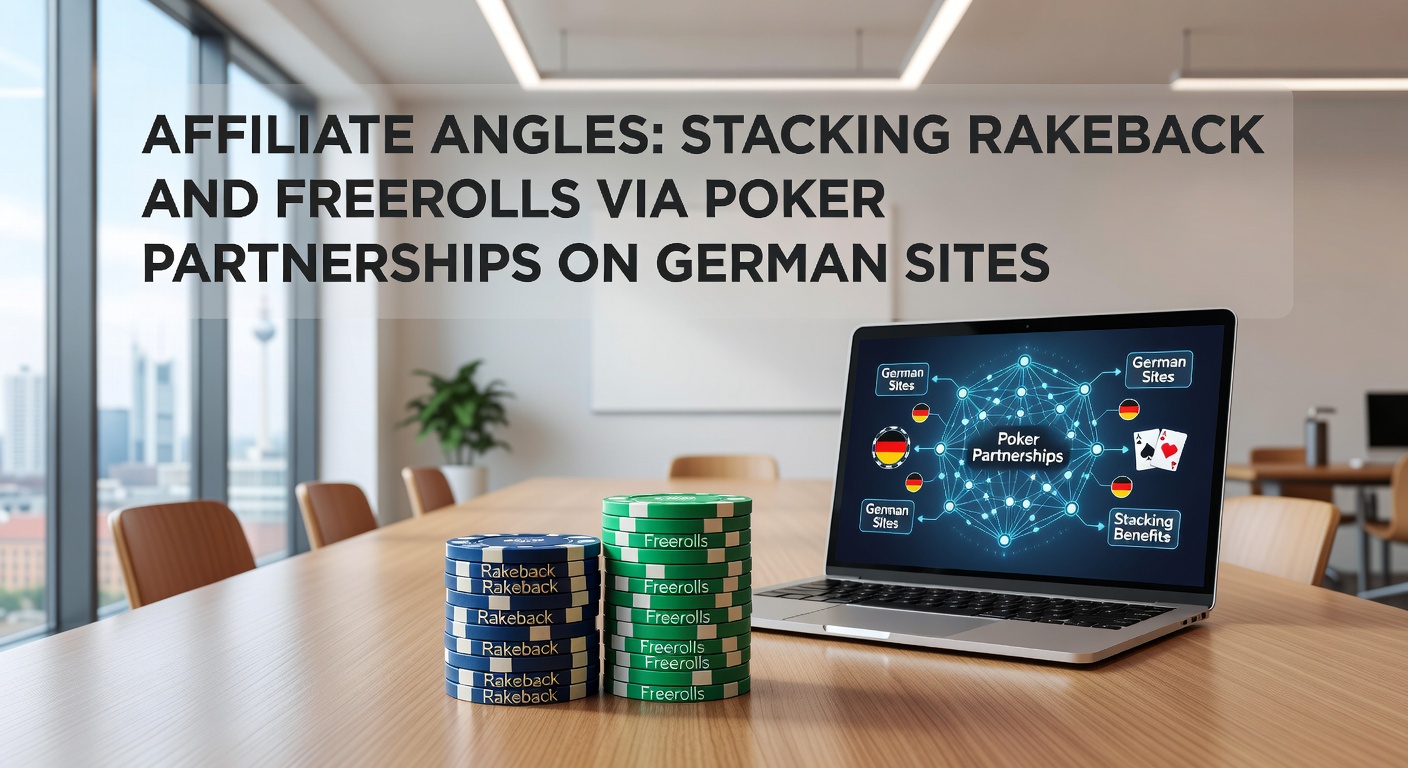Grafik zeigt vernetzte Affiliate-Partnerschaften mit Rakeback- und Freeroll-Angeboten auf deutschen Poker-Plattformen