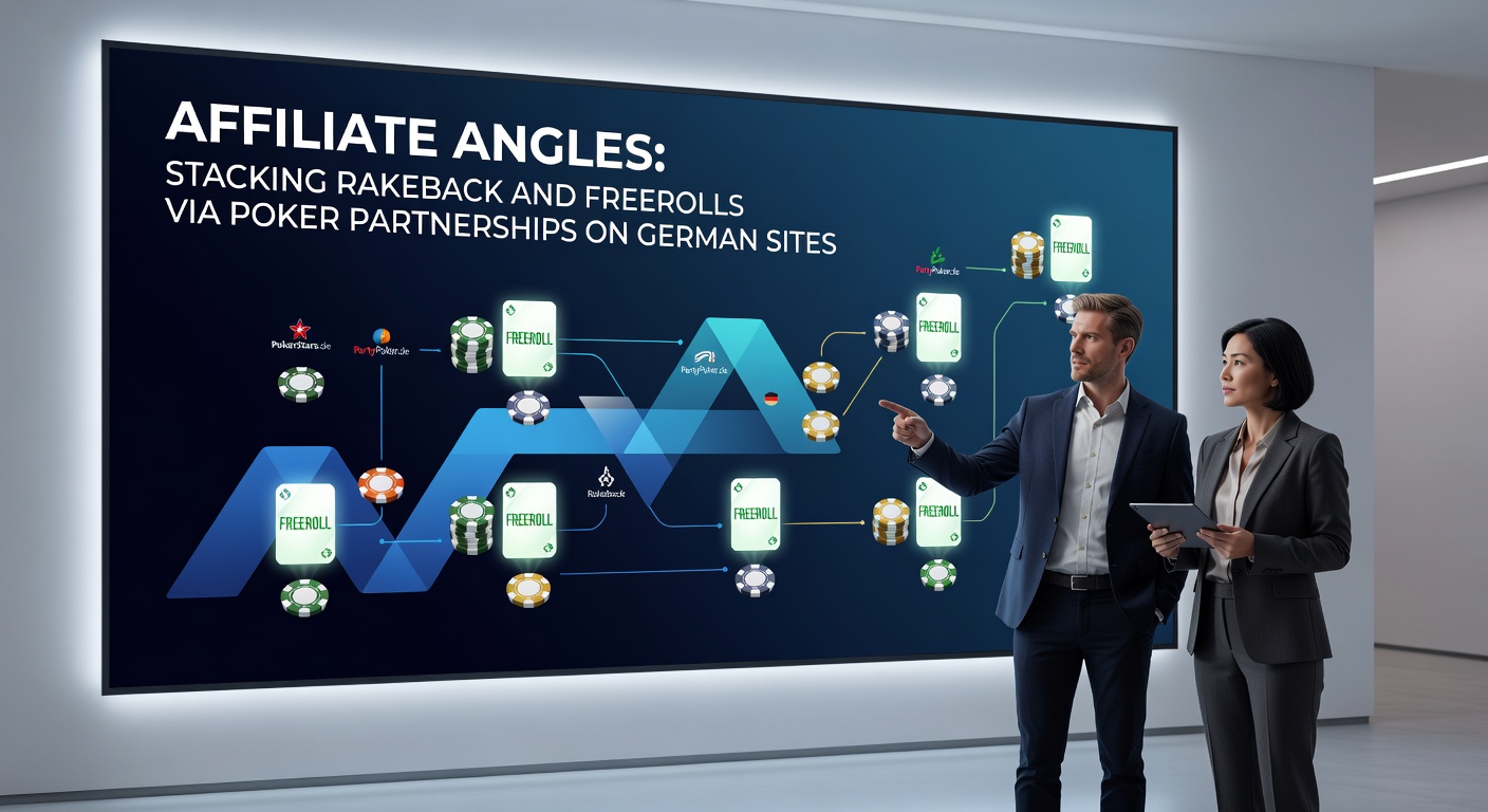 Detaillierte Infografik zu gestapelten Rakeback- und Freeroll-Angeboten inklusive VIP-Tiers auf deutschen Poker-Sites