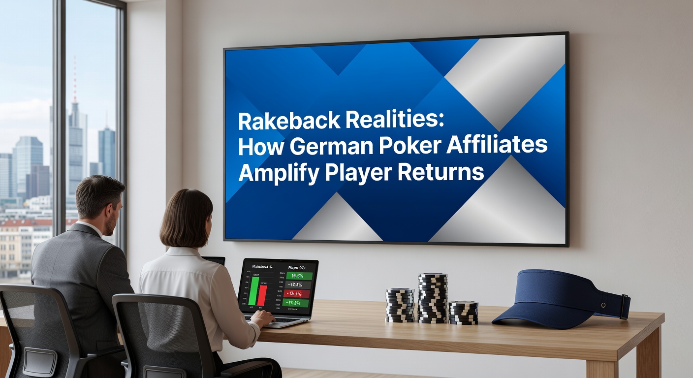 Grafik zeigt Rakeback-Prozentsätze bei deutschen Poker-Affiliates, mit Balkendiagrammen und Vergleichen zu Standardangeboten