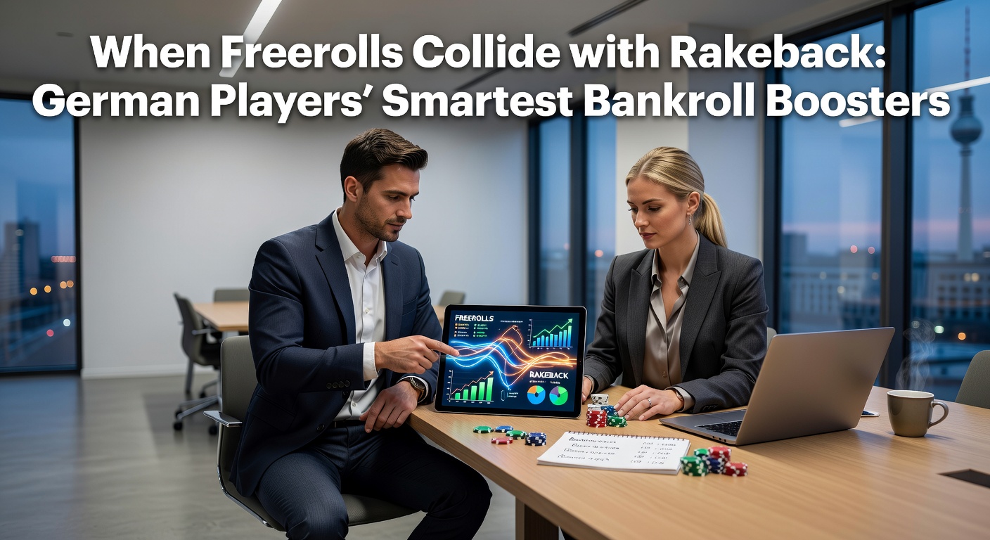 Deutsche Poker-Spieler am Tisch, die Freerolls und Rakeback kombinieren, um ihre Bankroll aufzubauen